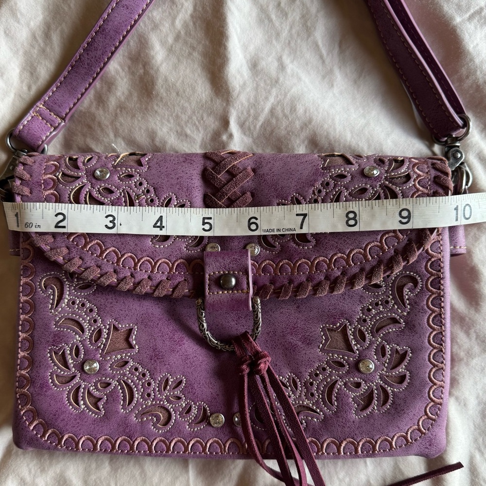 Montana West Purple Crossbody Bag with Embroidery. Like New. Non smoking no pet - Picture 3 of 9